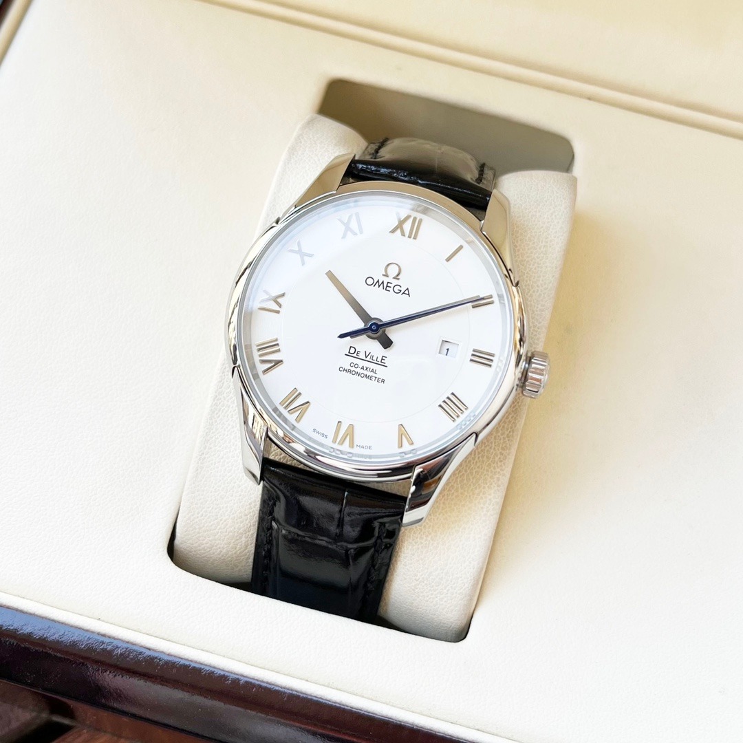 Omega De Ville black dial with Roman numerals