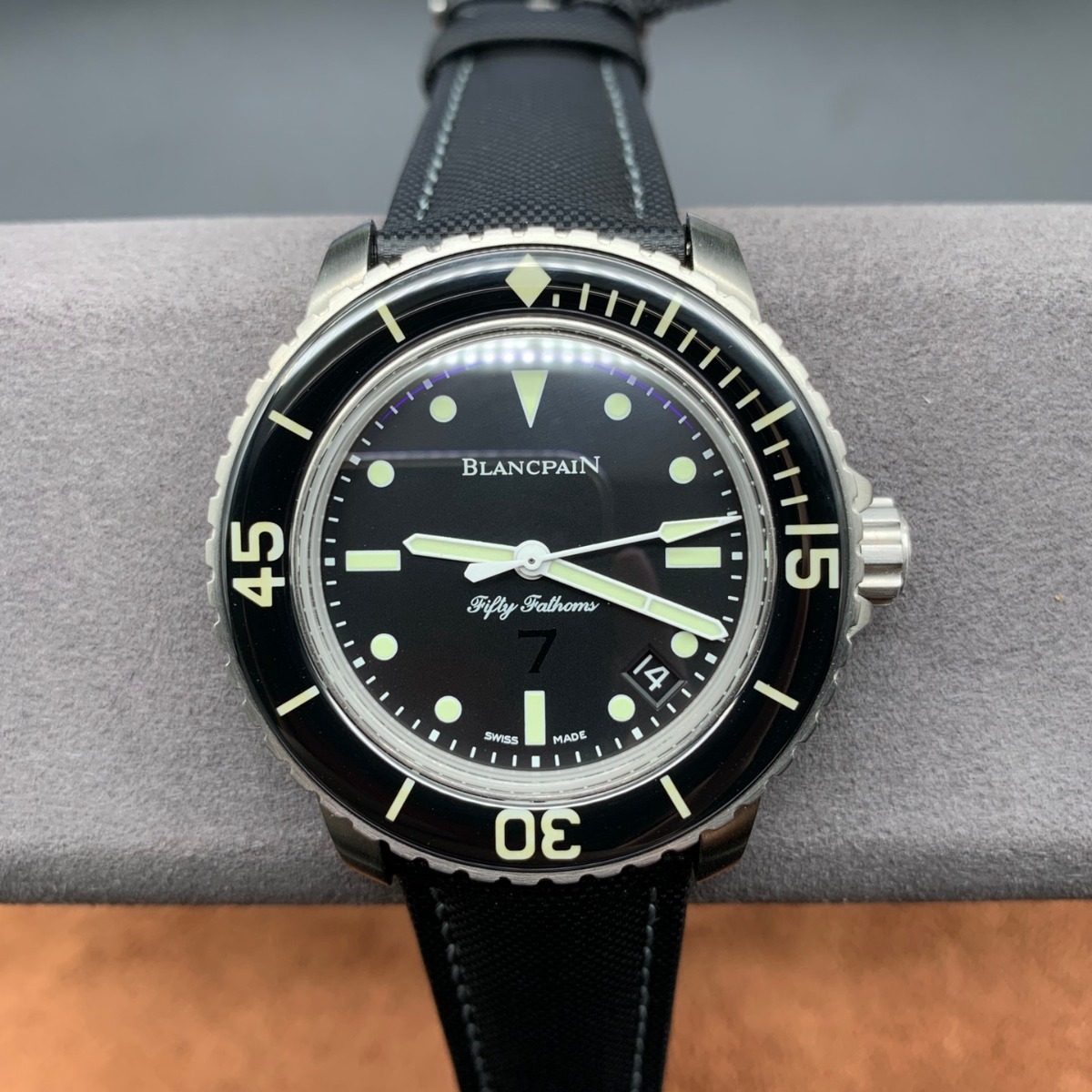 Blancpain Fifty Fathoms 18K White Gold Big Date Watch with a Blue Dial